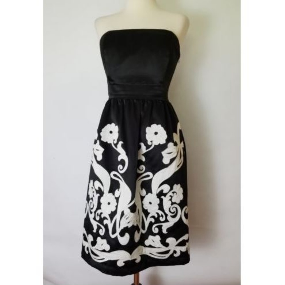 WHBM Black and White Appliqued Dress